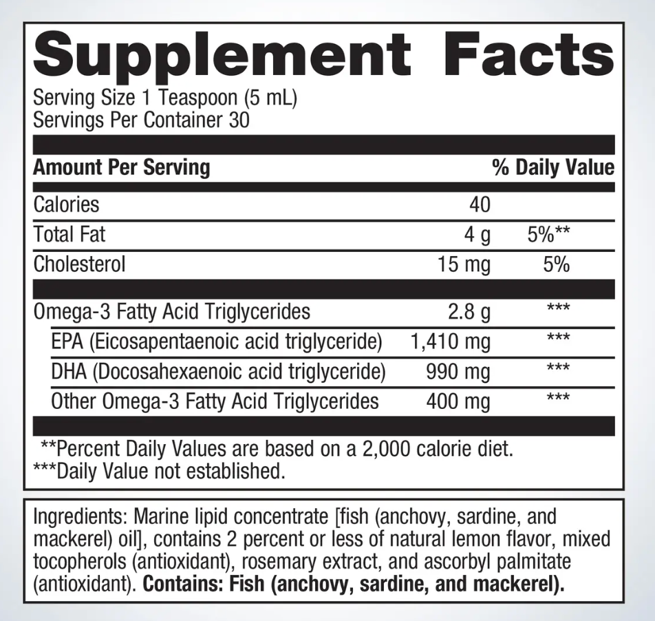 OmegaGenics® Fish Oil EPA-DHA Liquid 2400 mg