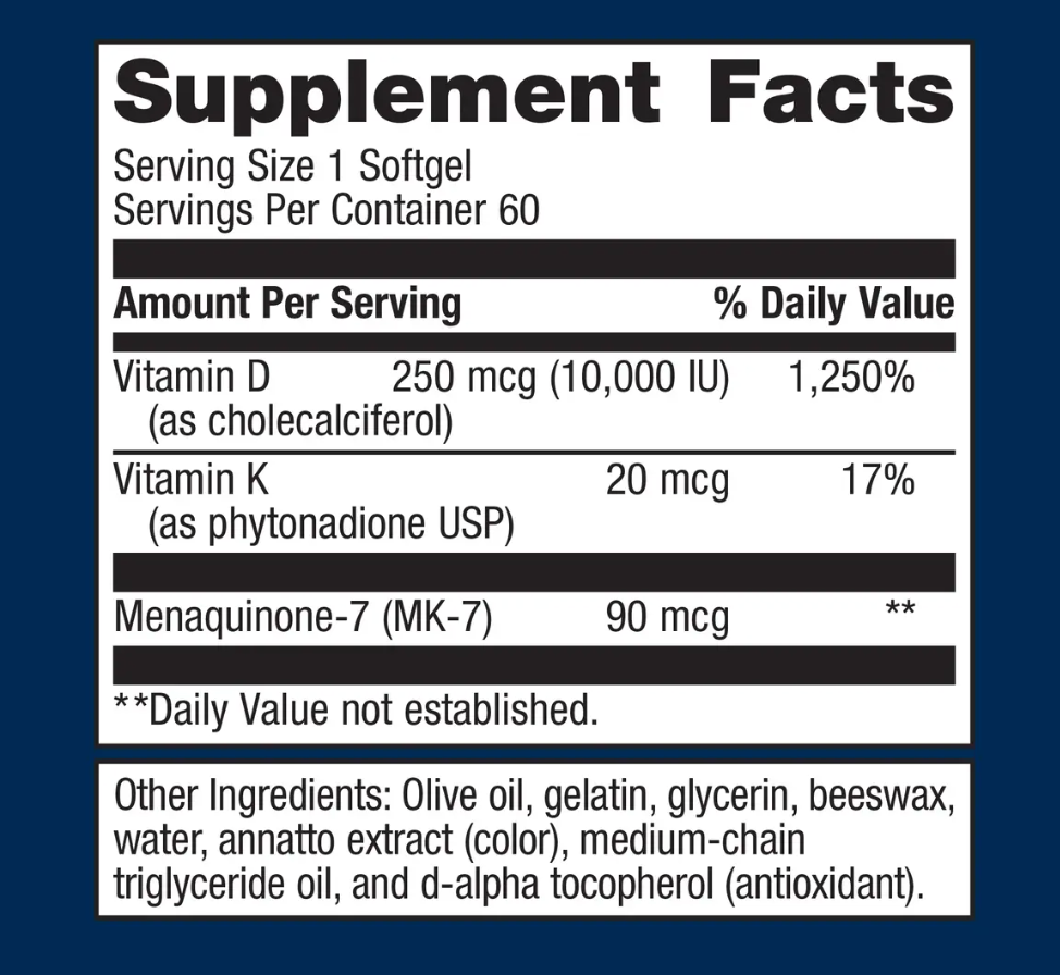 Vitamin D3 10,000 + K